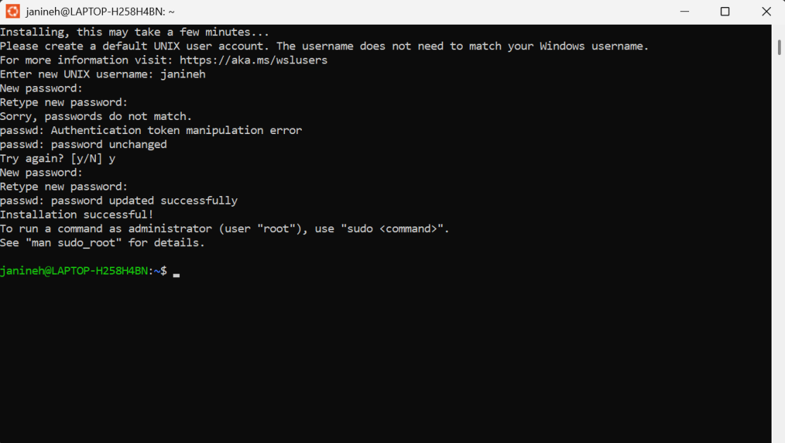 Создание учетной записи UNIX через Ubuntu.