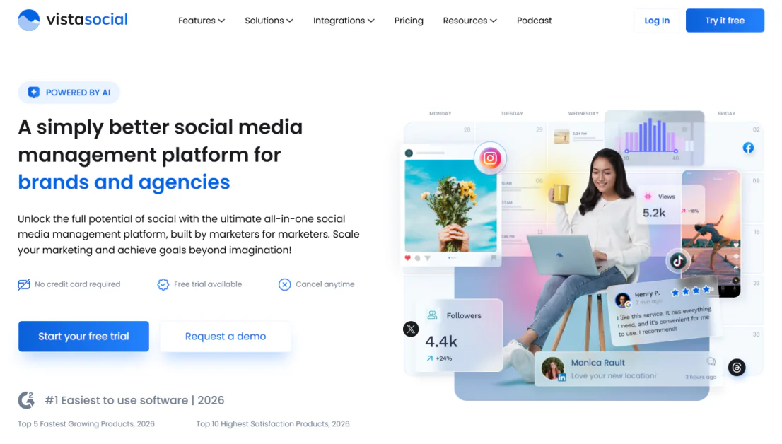 Vista Social homepage.