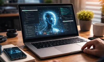 Alguien configura un asistente personal de inteligencia artificial en su computadora.