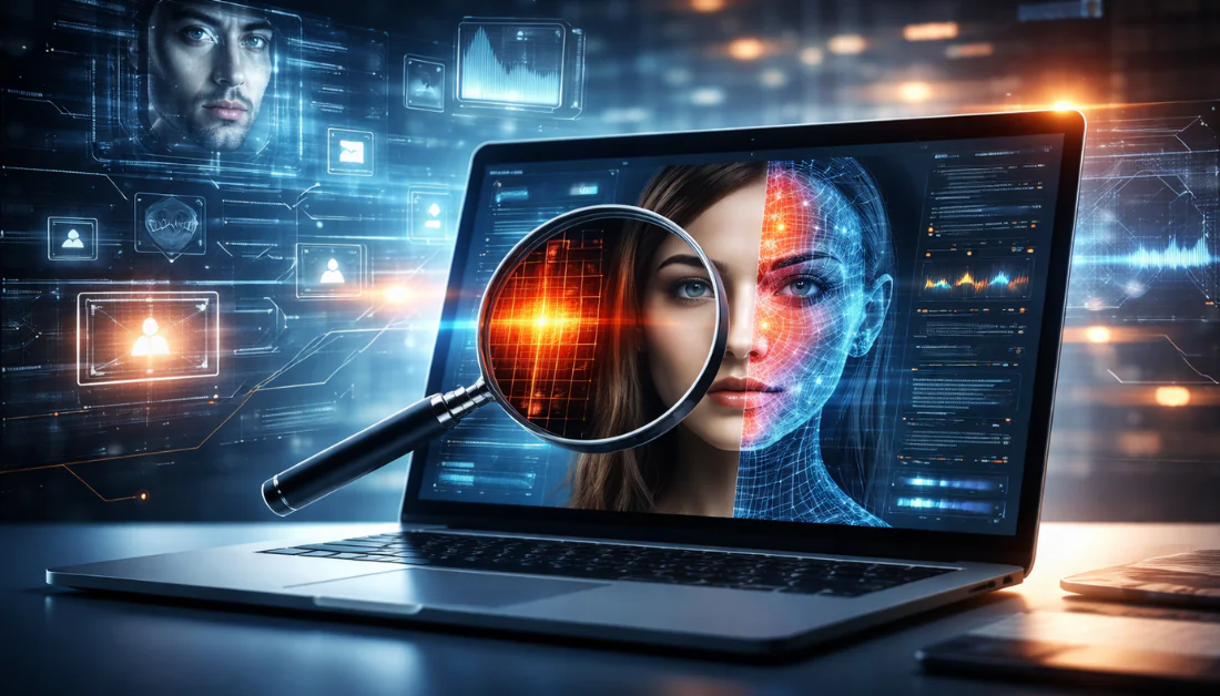 Detecting deepfakes on a laptop with AI.