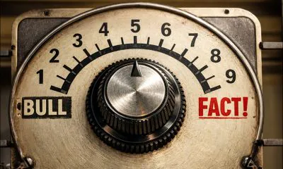 AI-generated image of a retro dial that goes from 'BULL' to 'FACT', GPT5.2's (unknown) underlying model + SDXL for outpainting.