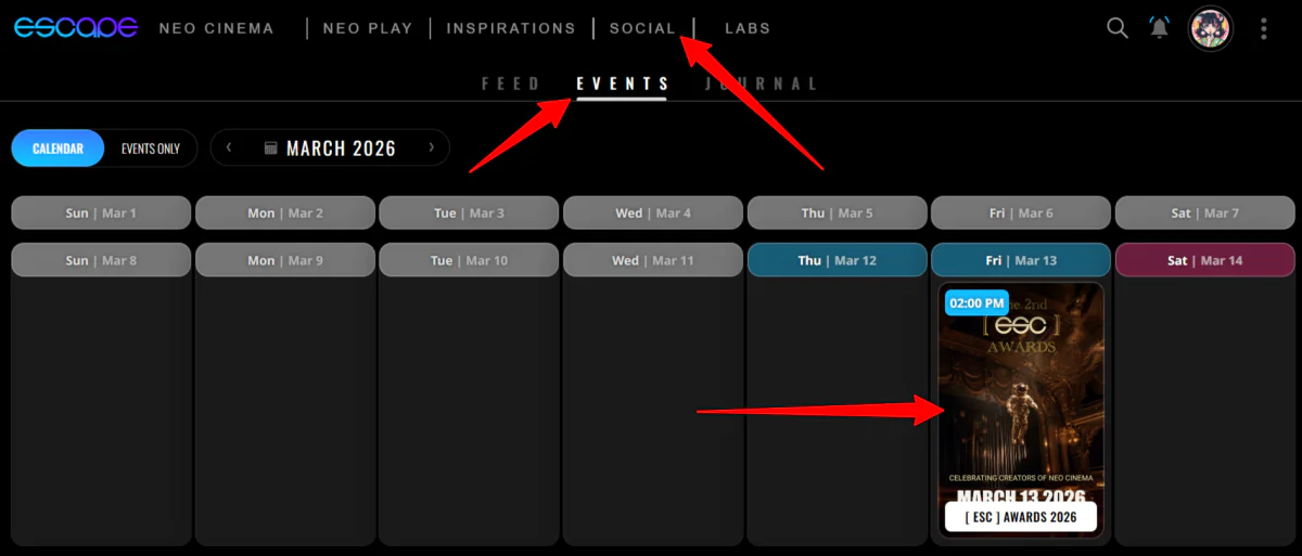 Viewing the events taking place in Escape AI.
