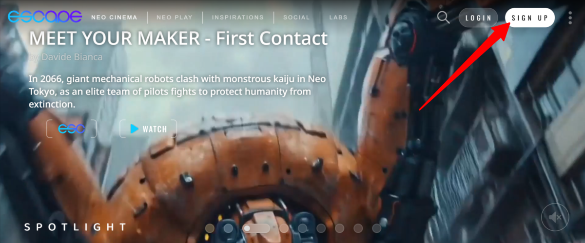 Signing up for Escape AI.