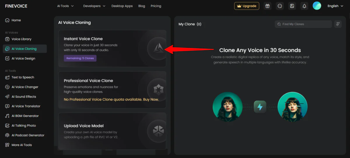Creating an Instant Voice Clone with FineVoice.