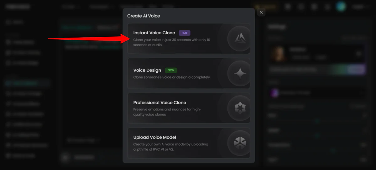 Creating an AI voice with FineVoice.