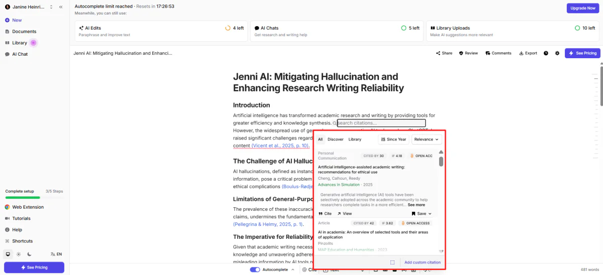 Finding citations to add to Jenni AI.