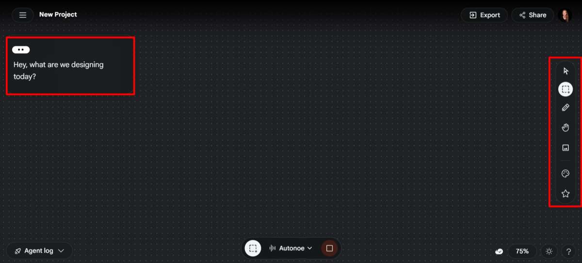 Telling the AI what I want to design and then making edits with the Live tool in Stitch.