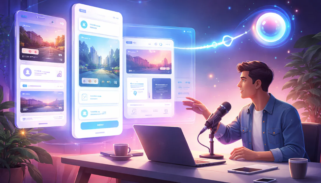 A man telling AI what to create and it is creating an app.