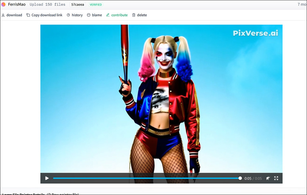 In the open source Omni-VFX dataset, a familiar face. Source - https://huggingface.co/datasets/GD-ML/Omni-VFX/blob/main/Harley/pixverse%252Fmp4%252Fmedia%252Fweb%252F15e45744-64b1-4a41-84de-626225cf017b_seed734716767.mp4