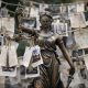 An AI-generated image of Lady Justice surrounded by 'laundered' data. GPT-1.5.