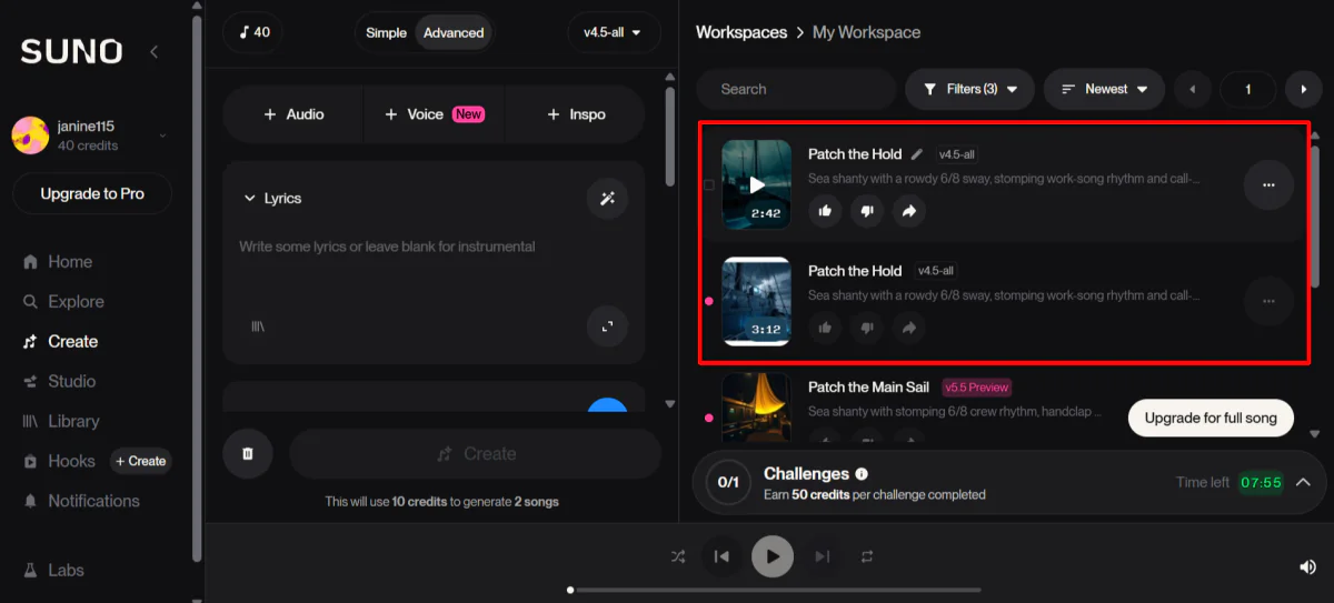 Two songs generated with Suno AI.