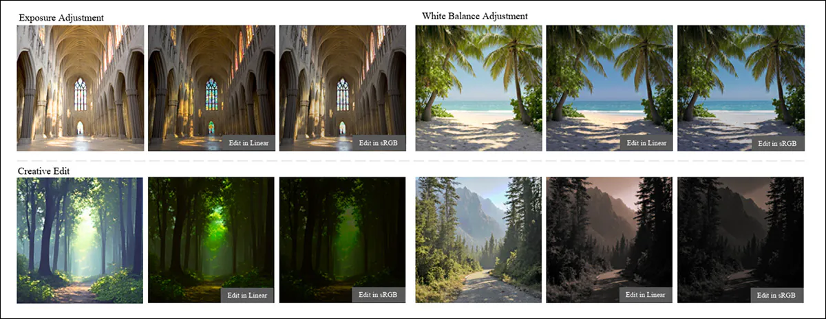 From the project site for the new work, examples of 'bracketed' text-to-image output. Source -  https://github.com/ykdai/LinearGen