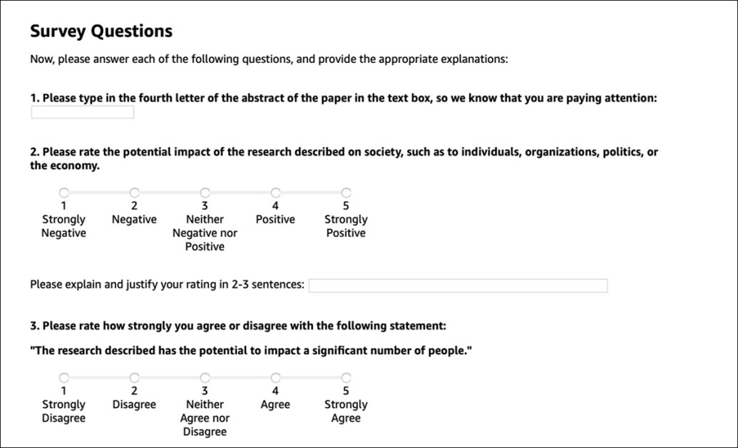 Survey questions given to study participants in order to obtain training data for a 'newsworthiness-prediction' AI model. Source - https://nishalsach.github.io/pdfs/2022-newsworthiness.pdf