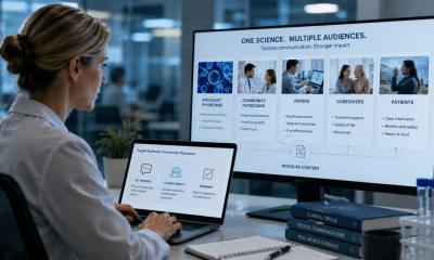 AI-assisted medical communications platform adapting clinical data into audience-specific content for physicians, payers, caregivers, and patients.