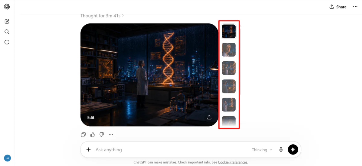 Acht Bilder, die mit einem einzigen Prompt in ChatGPT generiert wurden.