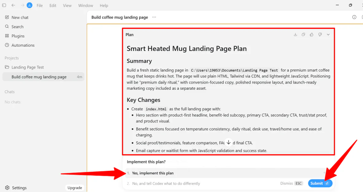 Implementing the plan proposed by Codex.