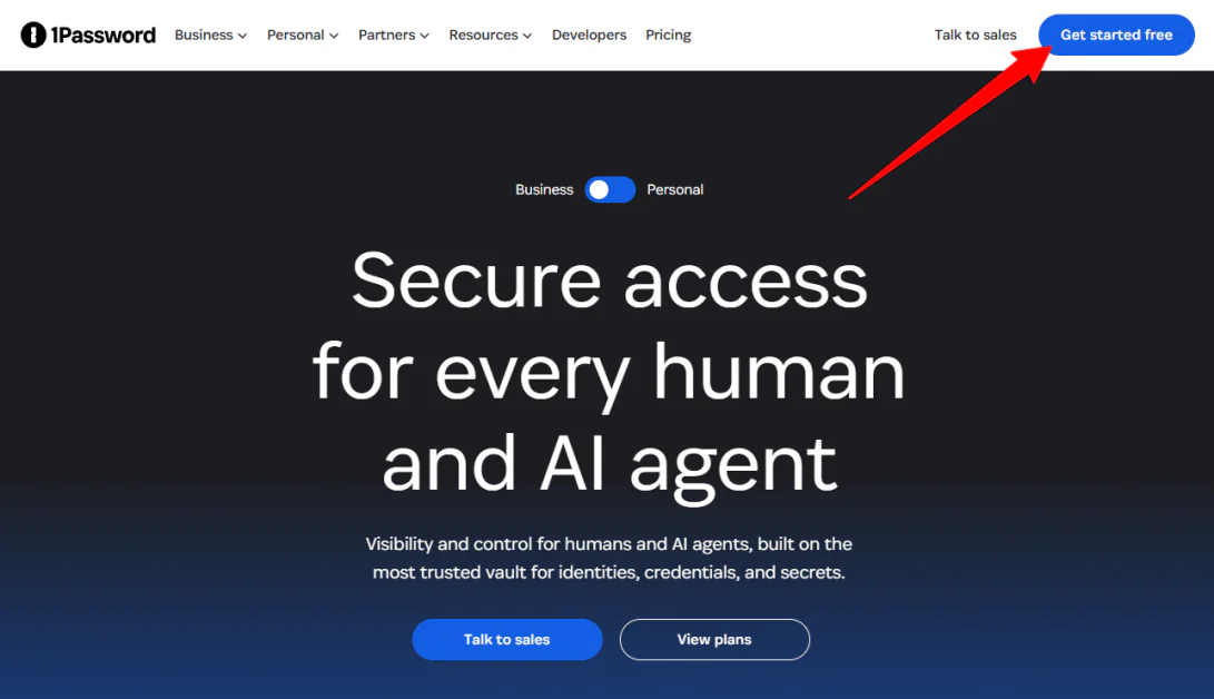 Signing up for 1Password.