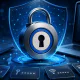 A lock with a shield behind it protecting passwords.