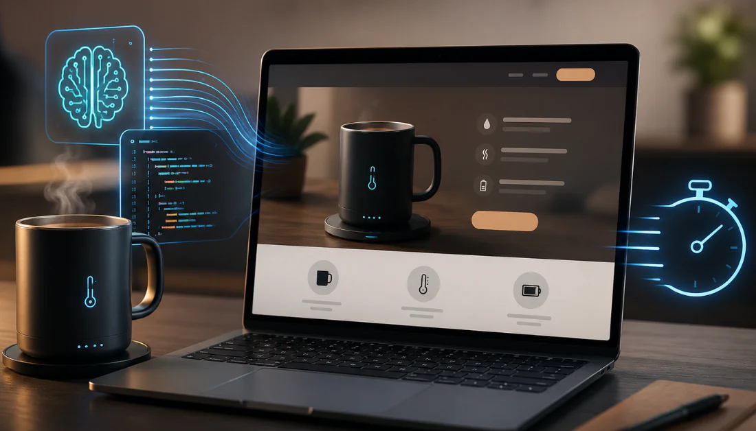 A landing page generated in minutes with an AI coding tool.