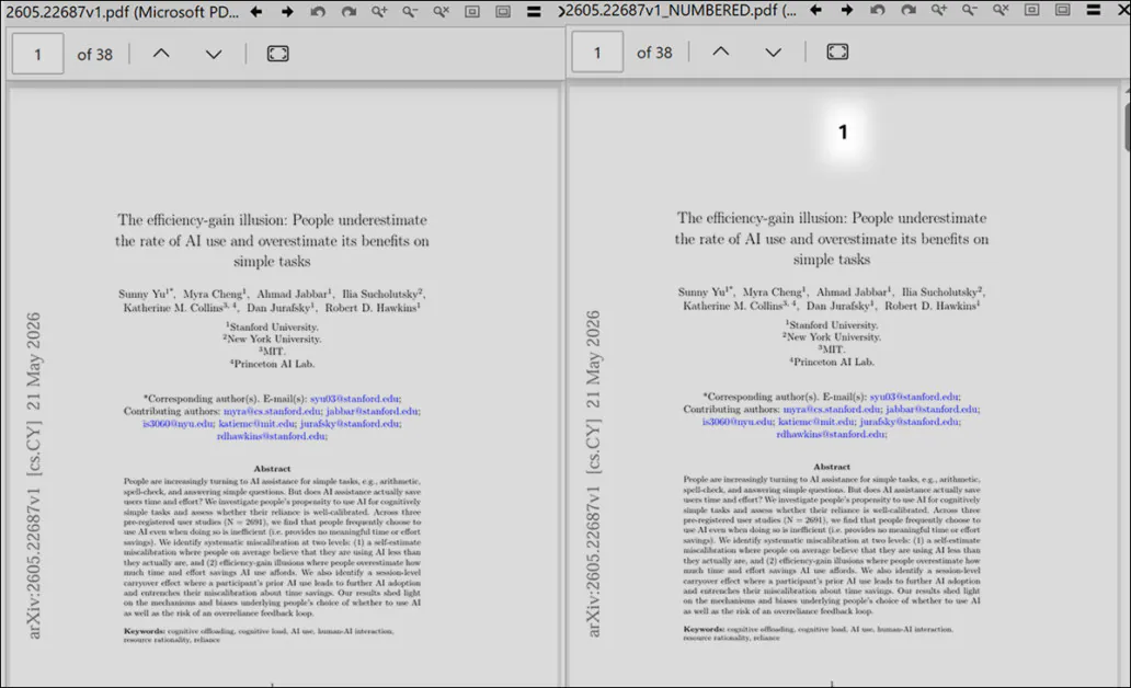 Evident page numbering added to PDFs via an AI-written Python script.