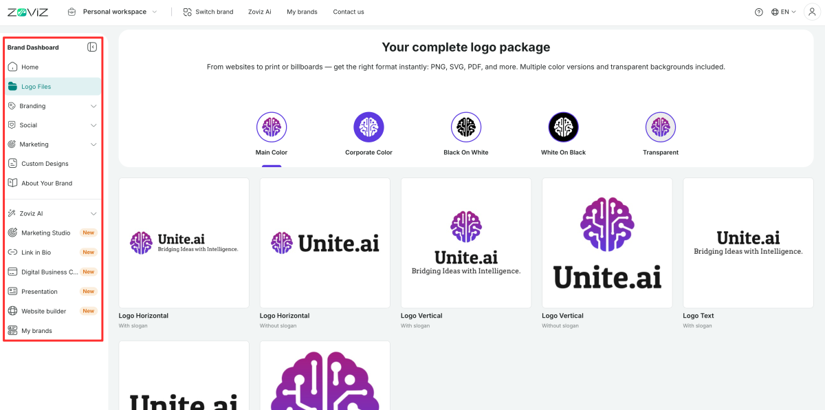 Exploring the rest of Zoviz brand features.