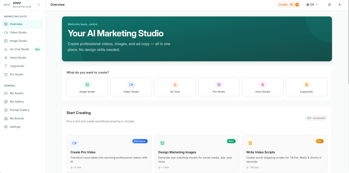 Exploring the AI Marketing Studio.