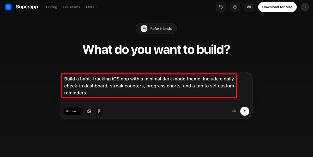 Adding a prompt to Superapp.