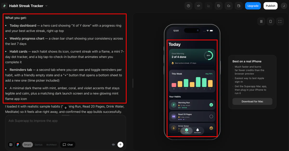 Generating a Habit Streak Tracker with Superapp.