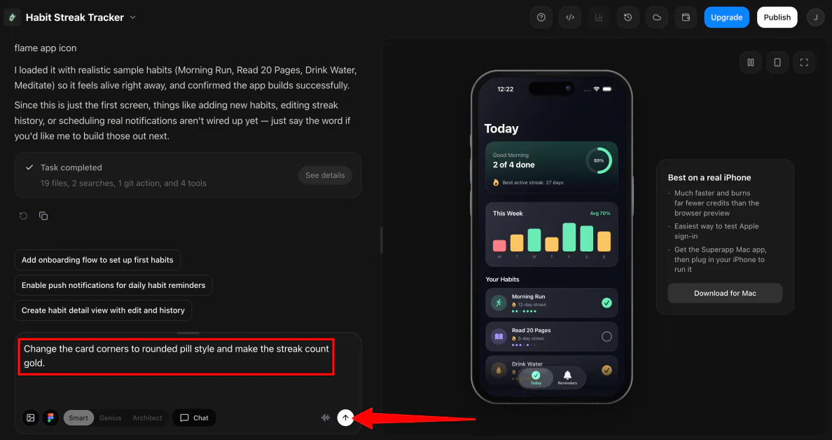 Requesting edits for an app made with Superapp.