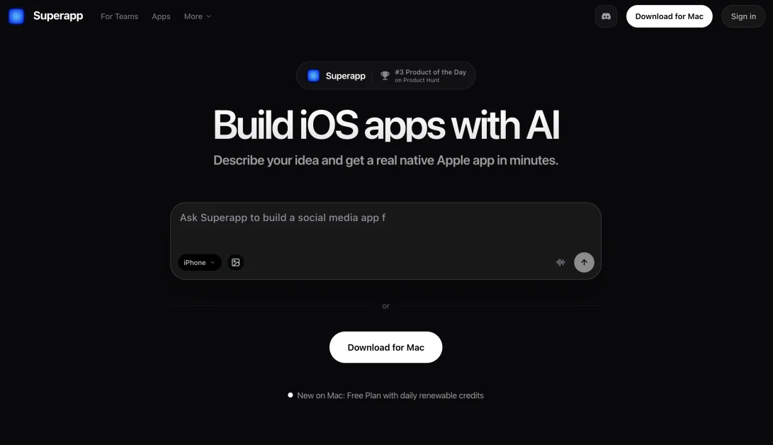 Superapp homepage.