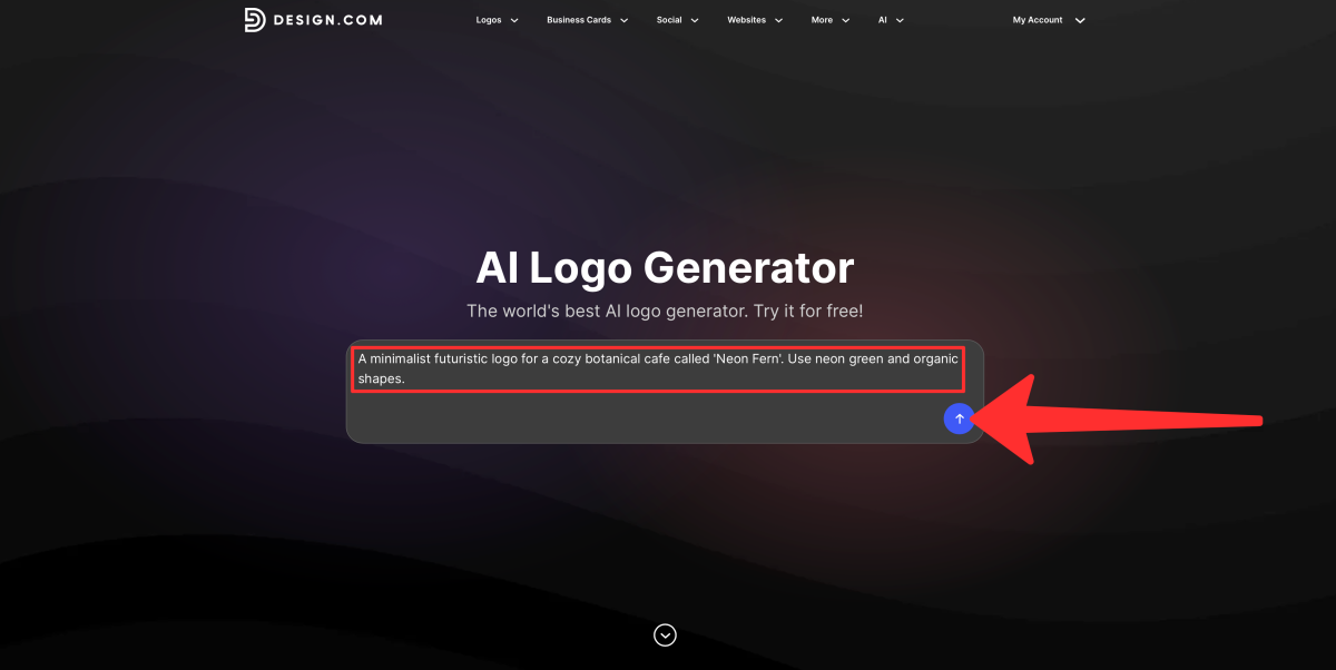Giving the design.com logo generator a prompt.