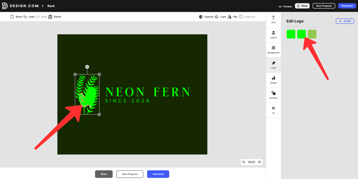 Changing the color of a logo.
