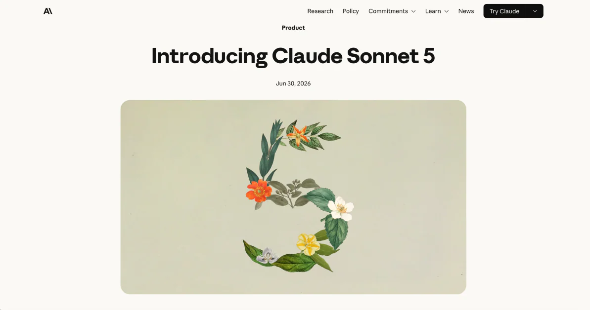 Claude Sonnet 5 introduction page.
