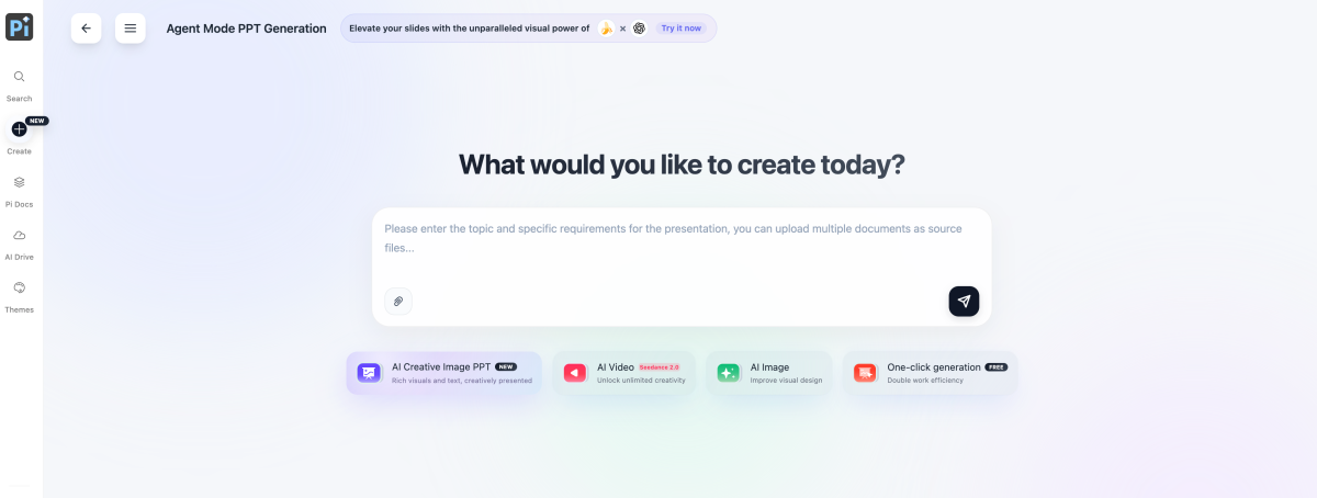 The AI presentation generator on pi.inc.