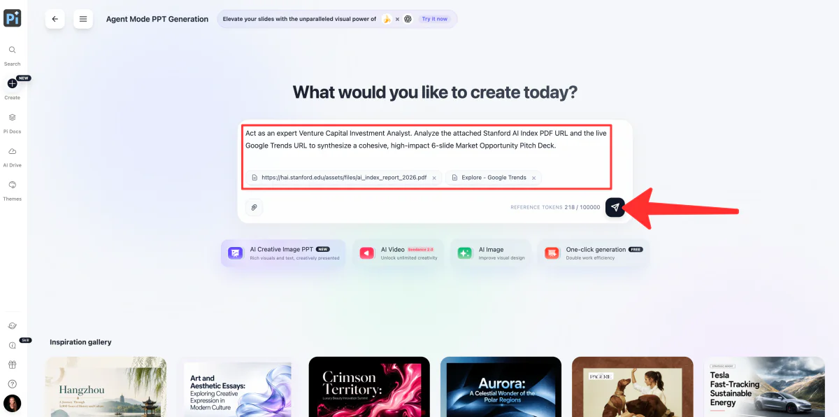 Sending a prompt with source to pi.inc.