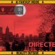 AI-generated illustration (GPT-2): a yellow industrial warning border surrounds a red-tinted frame depicting a city crime scene with police vehicles, officers, and two detectives in the foreground. A semi-transparent content advisory panel in the upper left displays icons and labels for language, violence, drug use, and AI. Large partially visible credit text overlays the lower image.