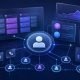 Modern CRM software dashboard connecting customer profiles, sales pipelines, tasks, and analytics