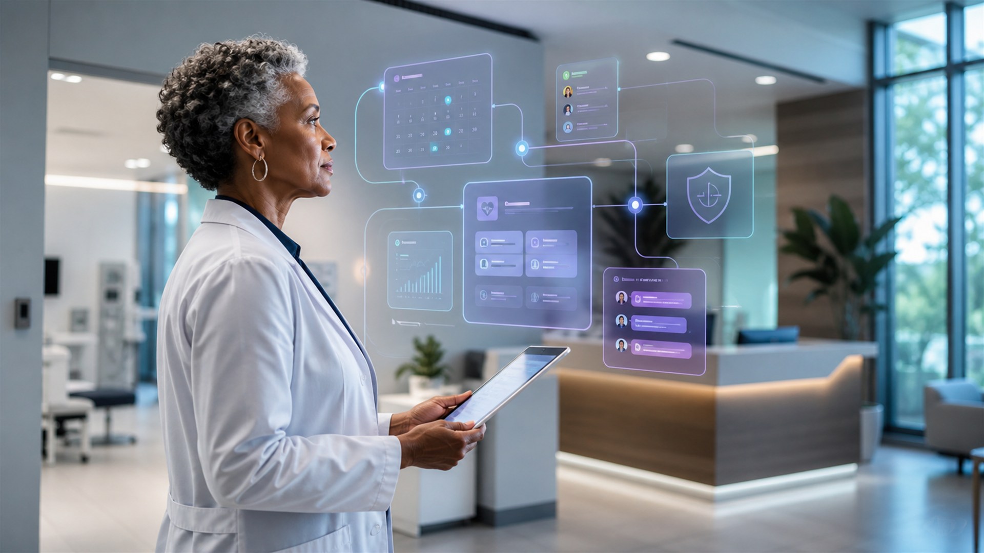 Healthcare professional using an AI-enabled practice management platform
