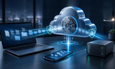 Secure cloud storage syncing encrypted files across devices