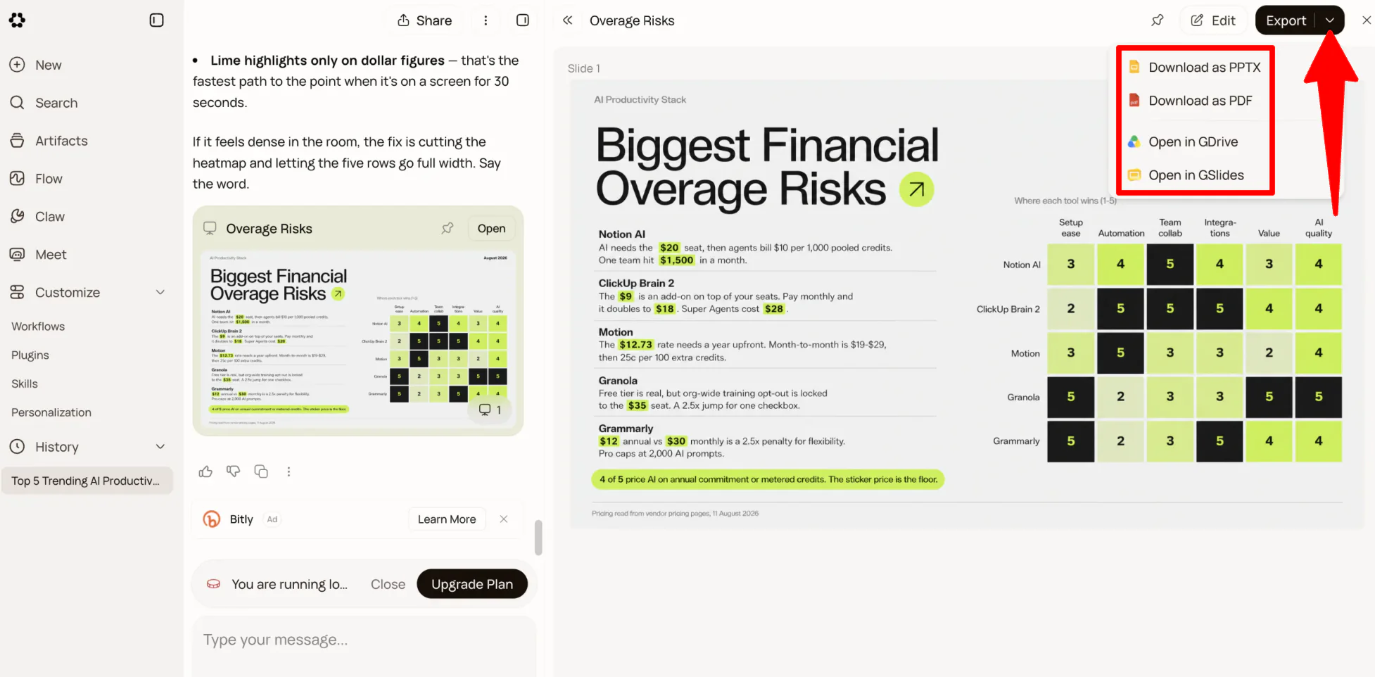 Exporting a slide generated with Runable.