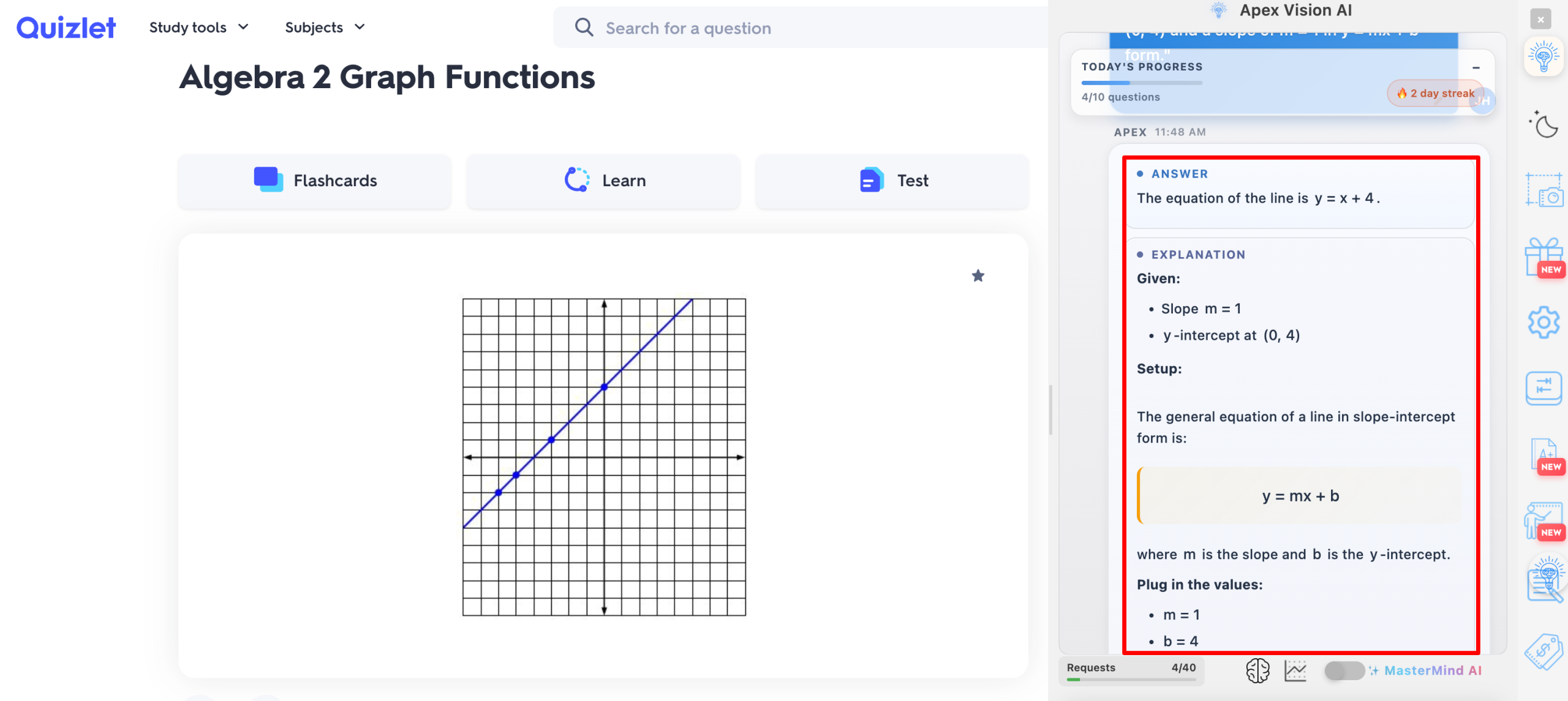 Apex Vision AI giving the correct answer.