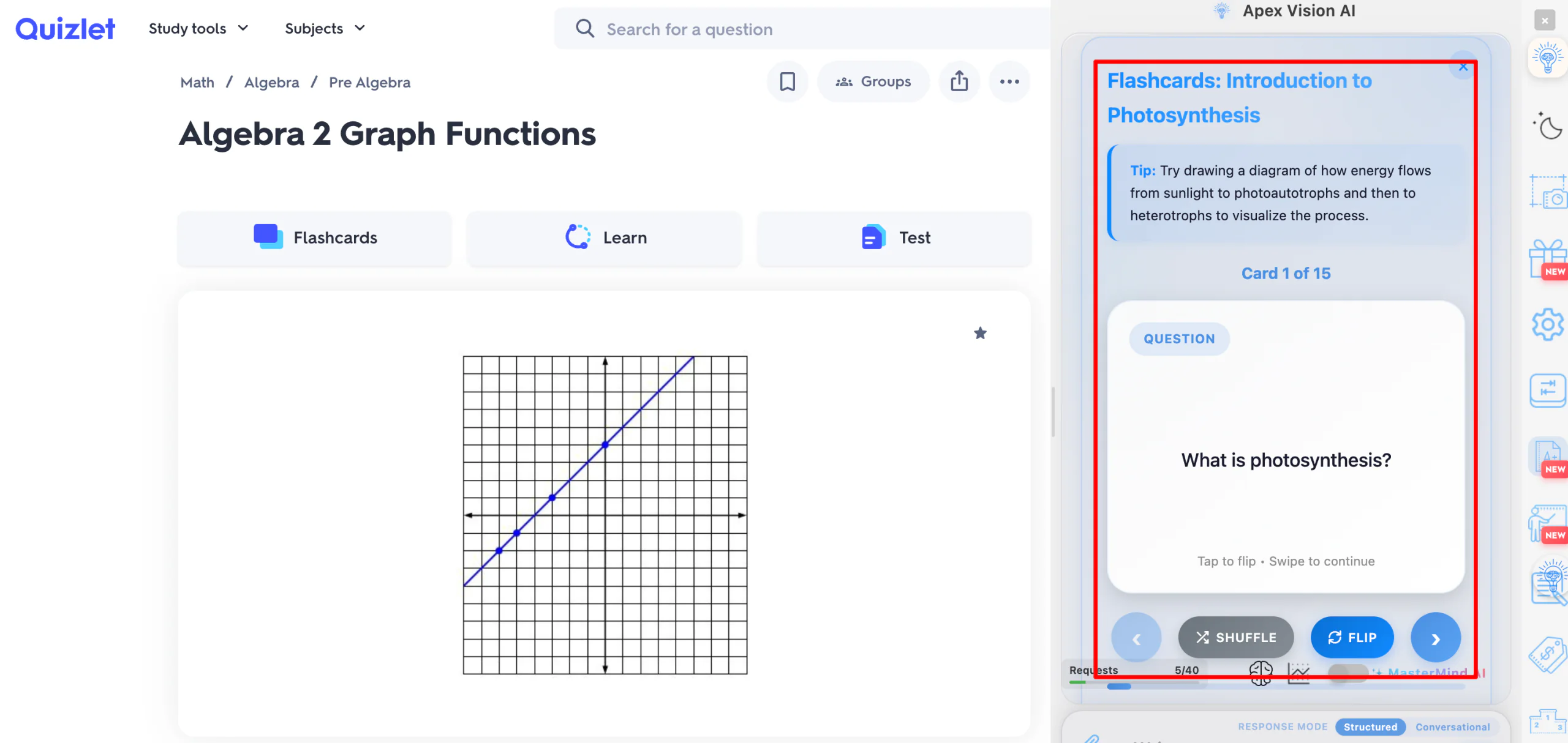 Flashcards generated from a reading uploaded to Apex Vision AI.
