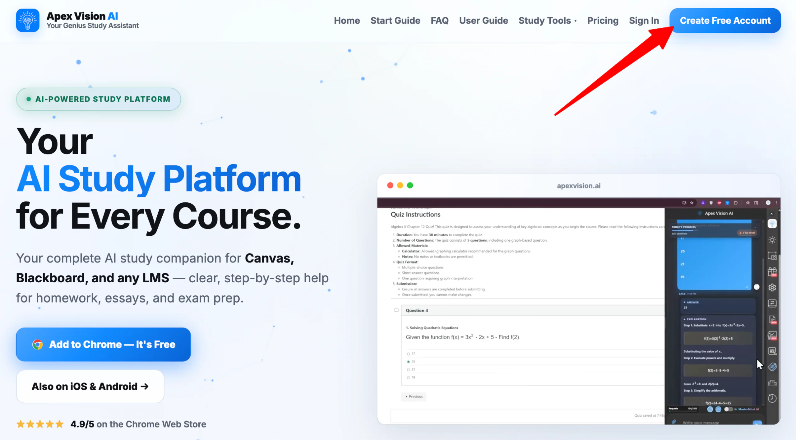 Creating a free account with Apex Vision AI.