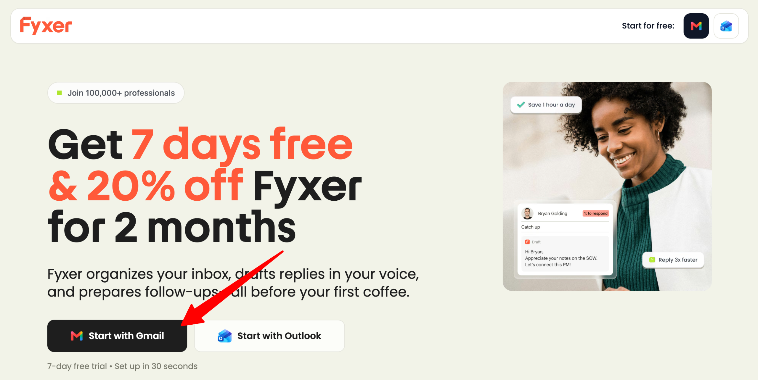 Signing up for Fyxer AI.