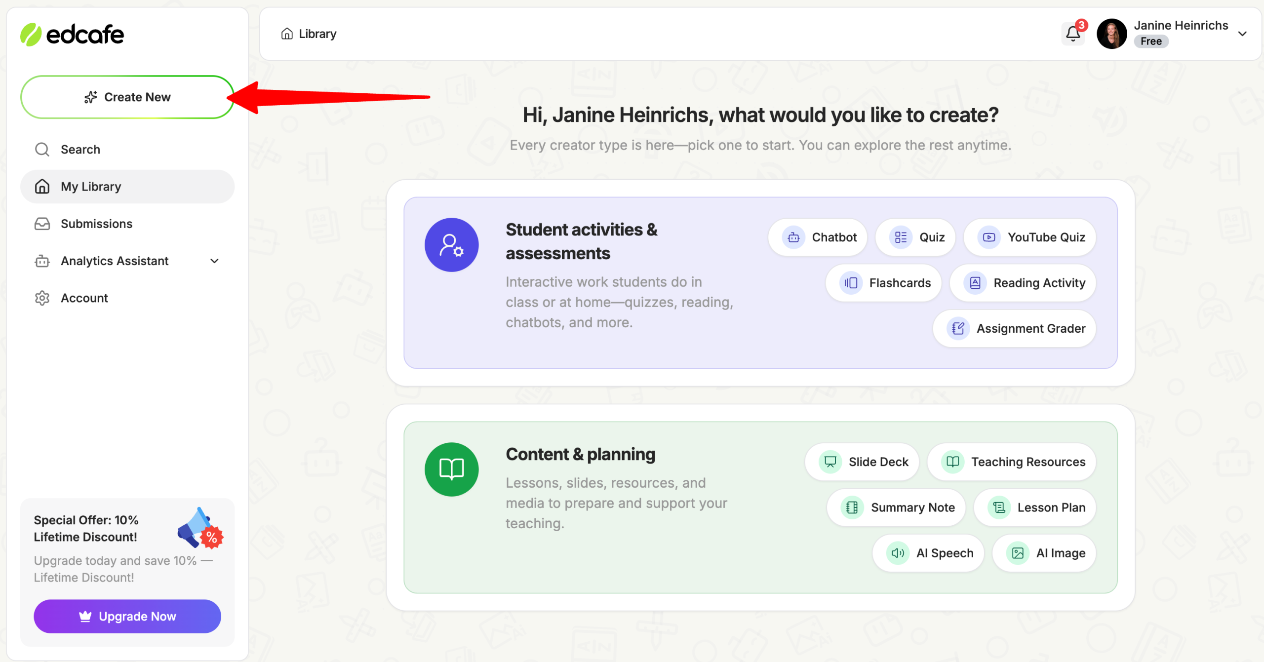 Creating a new activity in Edcafe AI.