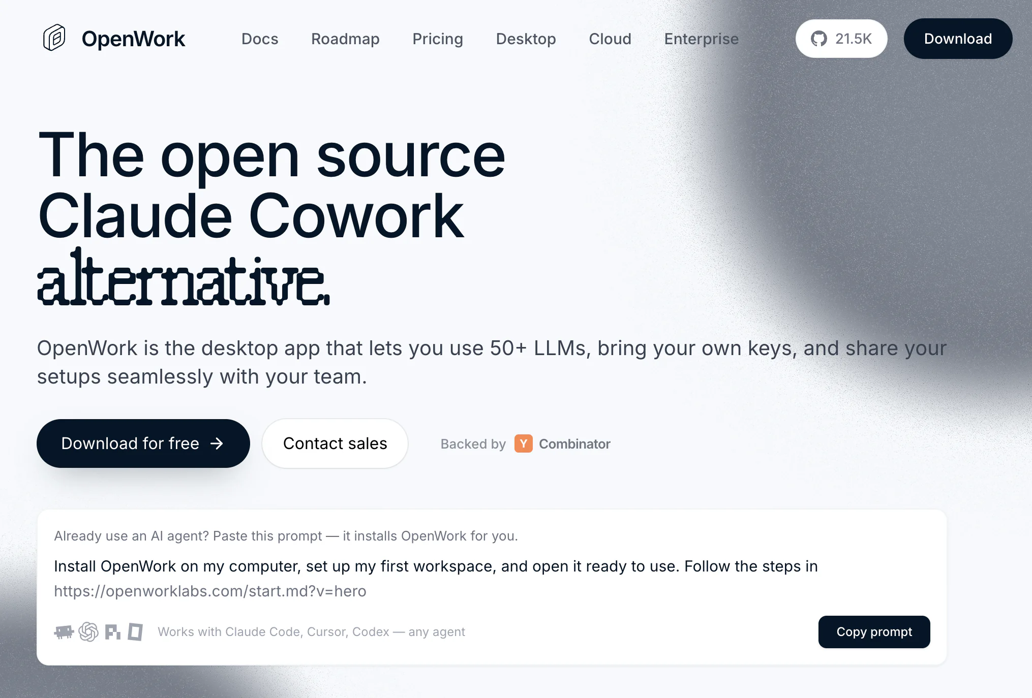OpenWork homepage.