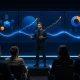 Founder presenting an AI-generated pitch deck to investors