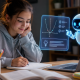 An AI homework tool helping a girl with her homework.