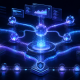 Abstract RPA control plane connecting applications, documents, databases, approvals, and secure automation nodes