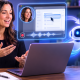 A woman screen recording and teaching an AI on a computer how to complete a task,